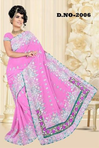 Aarya Ethnics Georgette Embroidered Sarees_DN-2006-C, Gender : Woman