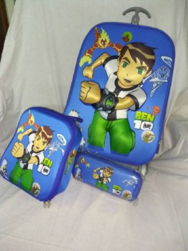 Nylon 3 Pcs Kids Trolley Bag, Color : Multicolor