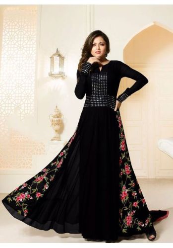 Designer Blue Embroidered Anarkali Salwar Suit, Size : Free