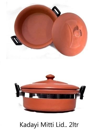 Round Terracotta Kadai Mitti Lid 2ltr, For Home, Hotel Etc., Certificate : ISO 9001;2015