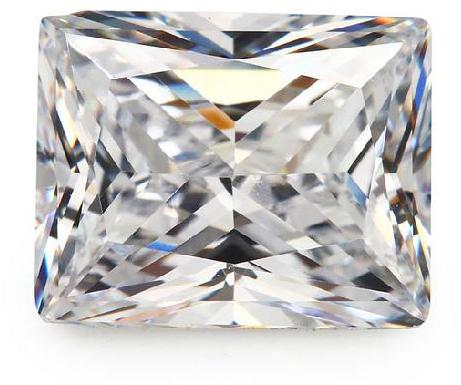 Created Gemstones White Cubic Zircon Rectangle Cubic Zirconia