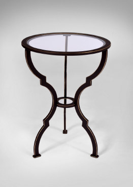 BROWN PC & GOLD LINE ROUND ACCENT TABLE