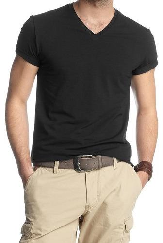 Mens V-Neck T-Shirts, Color : Black