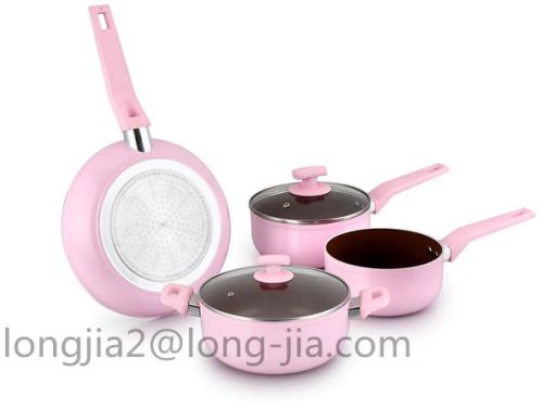 5pcs Aluminum Nonstick Cookware Set, Brand Name : LONGJIA