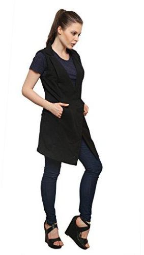 Smart Black Sleeveless Cape Coat