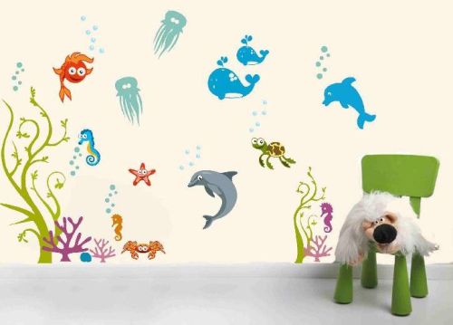 Decor Kafe Happy Fish Wall Sticker, Color : Multicolor