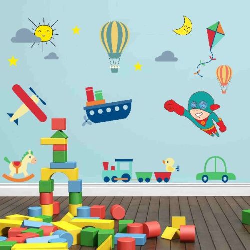 Decor Kafe Kids Playing Wall Sticker, Color : Multicolor