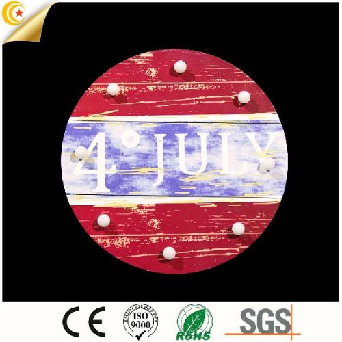 Red Monogram 4July Wooden LED Light Wall Hanger