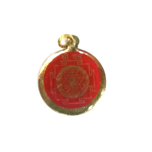 Brass Yantra Red Round Locket, Pattern : Printed