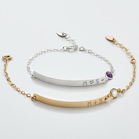 Couple's Gemstone Meaning Bar Bracelet
