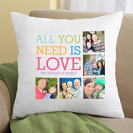 Love Photo Collage Throw Pillow