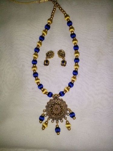 Blue Gold Color Necklace Earrings