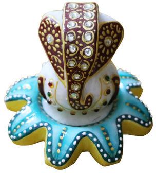 Hand Crafted Flower Shape Marble Ganesh