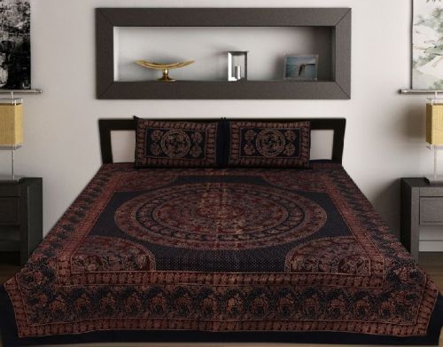 Kraft Sutra Cotton Barmeri Block Print Handmade Bed Cover Set