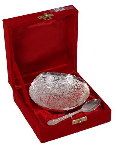 Silver Plated Bowl With Spoon