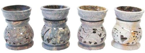 Soap Stone Aroma Lamp Set Of 4 - 9602