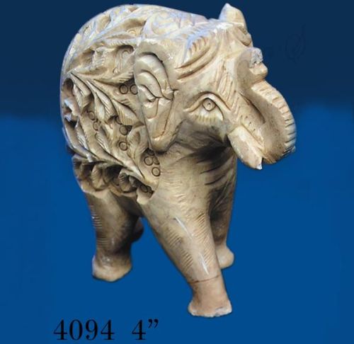 Soap Stone Elephant Engraved - 4094