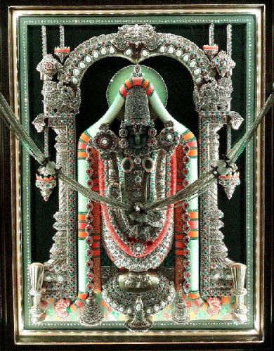 Balaji Wooden Idol Swarovski Embedded