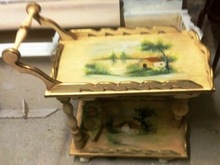 Wood Hand Painted French Antique Tea Cart