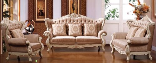 French Style Hand Carved Sofa Set, For Living Room