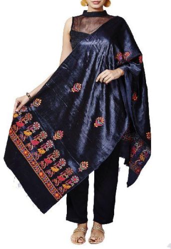 Black Mashru Hand Embroidered Dupatta, Gender : Female