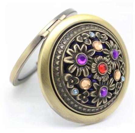 Zinc Alloy Antique Brass Plating Round Mirror