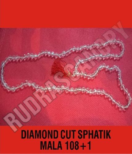 108+1 Diamond Cut Sphatik Mala, Certification : Online Certified