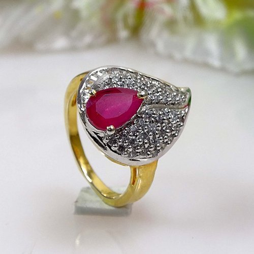 Gold Plated Metal Stylish Diamond Ring, Color : Gold, Silver Pink