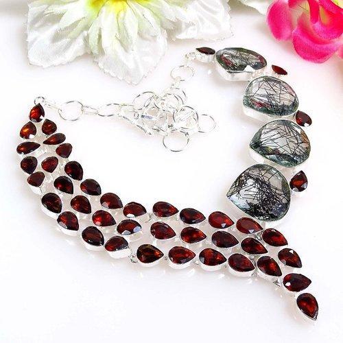 Silver Plated Metal Stylish Gemstone Beaded Necklace, Occasion : Festive Season, Wedding, Partywear