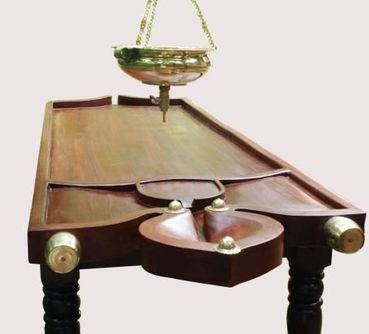 Wooden Dharapathi Droni With Sirodhara Vessel, Feature : Eco-Friendly