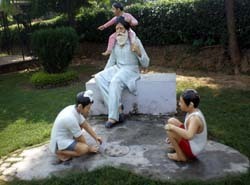 Vikalp Impex Fiberglass Bhudha Baba Statue, Color : Multicolor