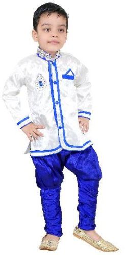 Boys Sherwani Set White And Blue