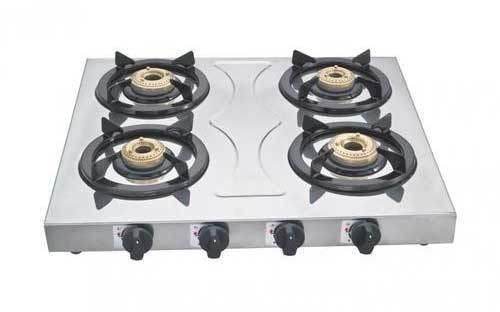 Square Stainless Steel Four Burner LPG Stove