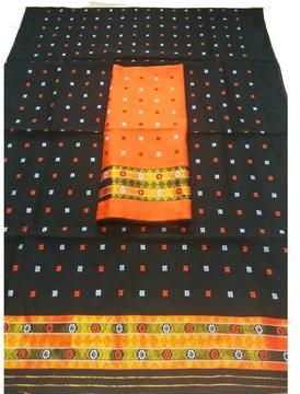 COTTON BLACK and ORANGE CONTRAST MEKHELA CHADAR