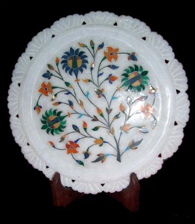 Decorative Inlay Plate With Wooden Stand