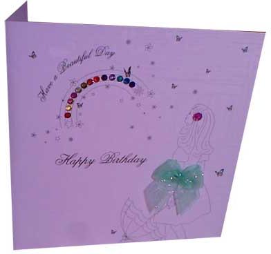 Handmade Greeting Cards (Green Colour Riibon Card)