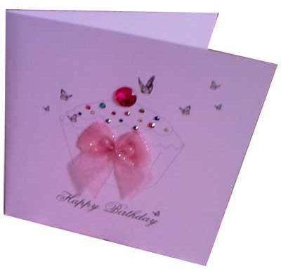 Handmade Greeting Cards (Pink Colour Ribbon Card)