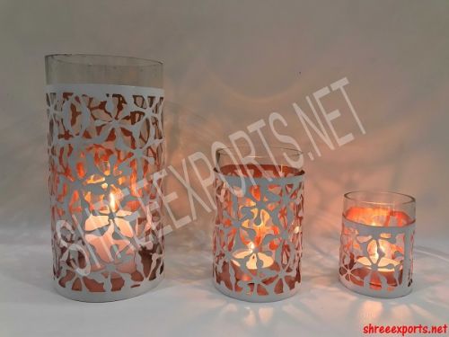 SHREE EXPORTS Iron Candle Holder, Color : WHITE