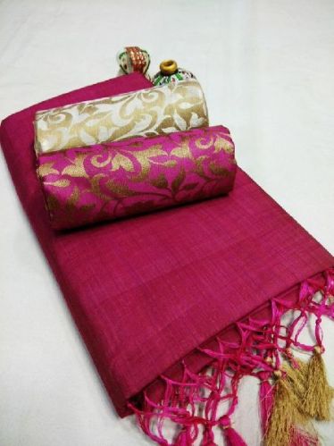 Tussar Silk Sarees With Double Blouse