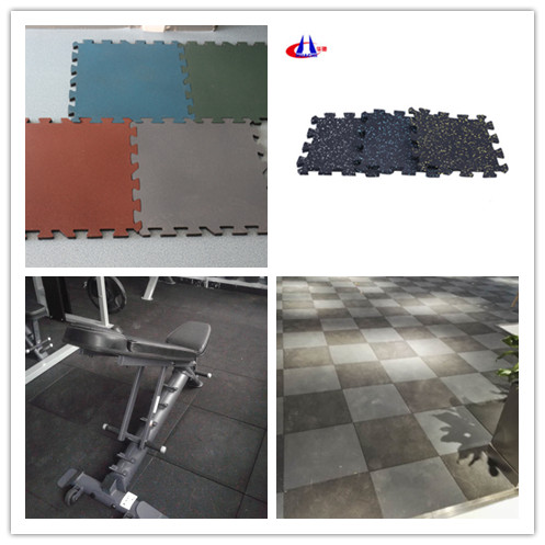 500x500mm Black Color Rubber Gym Floor Tile