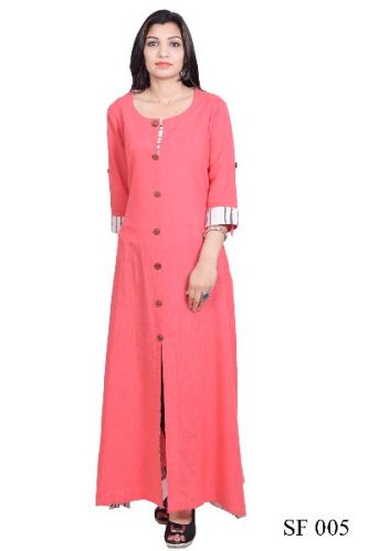 A -Line(Full) Cotton Slab Kurti With Front Button Line