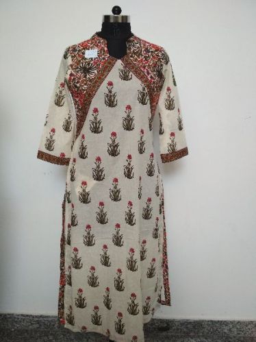 Hand Block Long Straight Kurti, Supply Type : Bulk