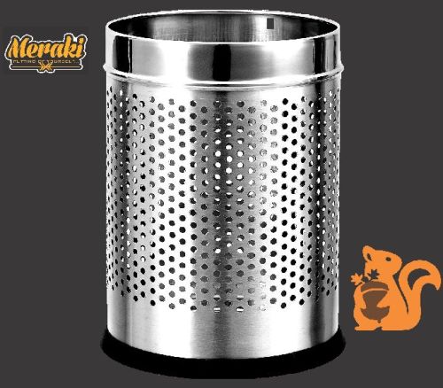 MERAKI STAINLESS STEEL Perforated Dustbin, For Common Rooms, Bathrooms, Bedrooms, SOHO