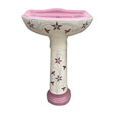 Ceramic Printed Pedestal Wash Basin, Color : White