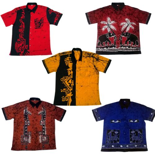 100% Cotton Cloth Mens Batik Print Shirts S(15