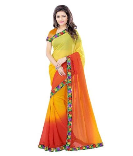 Arsh Impex Georgette Lace Border Sarees, Technics : Embroidered