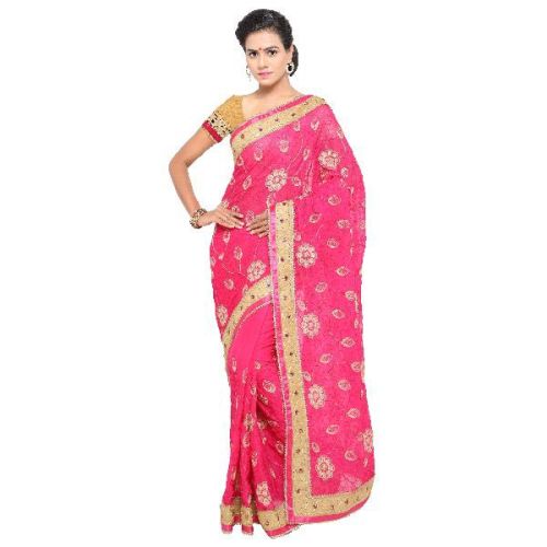 Embroidered Chiffon Sarees, Gender : Female
