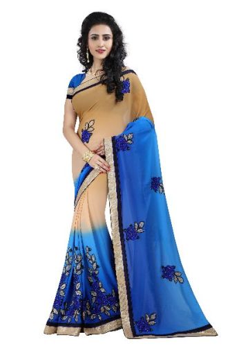 Arsh Impex Stone Work Georgette Sarees, Technics : Embroidered