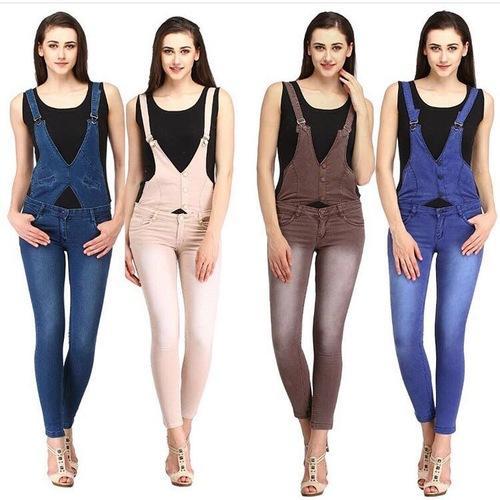 Ladies Faded Cotton Dungaree, Size : 28, 30, 32, 34, 36, 38