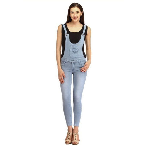 Ladies Light Blue Cotton Dungaree, Size : 28, 30, 32, 34, 36, 38